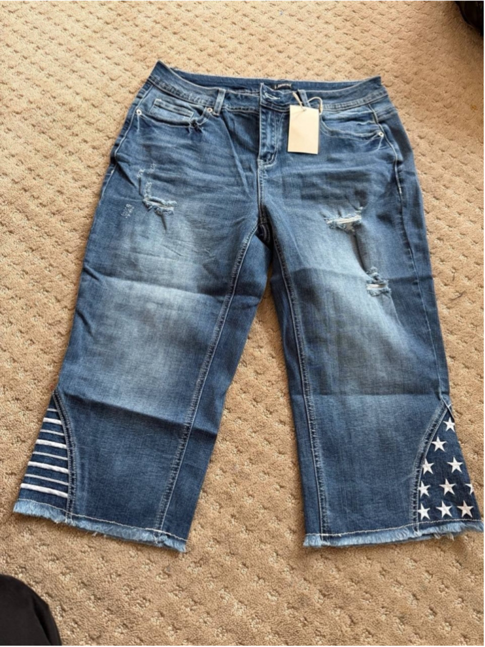 Flamingals Capris for Women Mid Waist Capri Crop Jeans Denim Wash XL